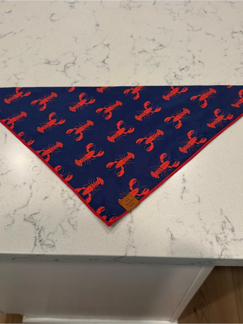 The Foggy Dog Navy Bandana with Red Lobster Print - Medium - NWOT